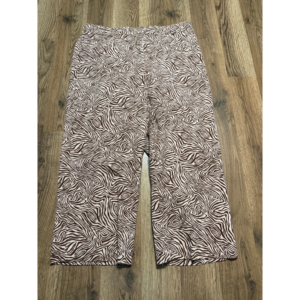 Briggs New York Pants Womens 10 Brown Zebra Animal Print Career Casual Excellent